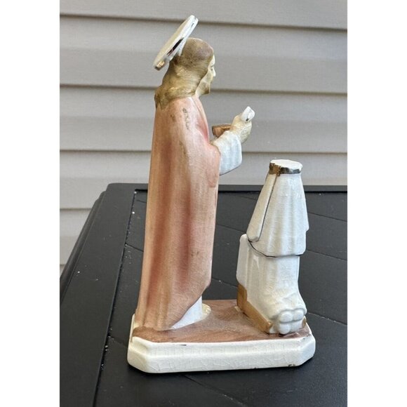 VINTAGE 1950'S SANMYRO JESUS LITTLE GIRL FIRST HOLY COMMUNION FIGURINE 5" TALL - Picture 3 of 7